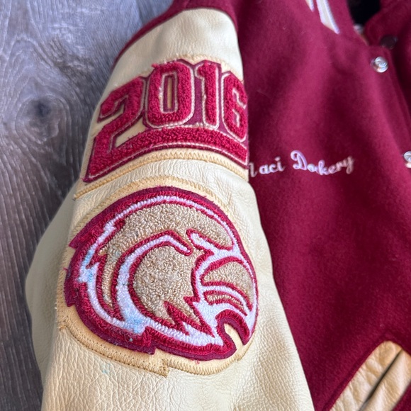 Maroon and Yellow Varsity Jacket AS - Picture 3 of 7